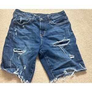 Aeropostale Mens Size 30 Blue Distressed Denim Cut‎ Off Shorts